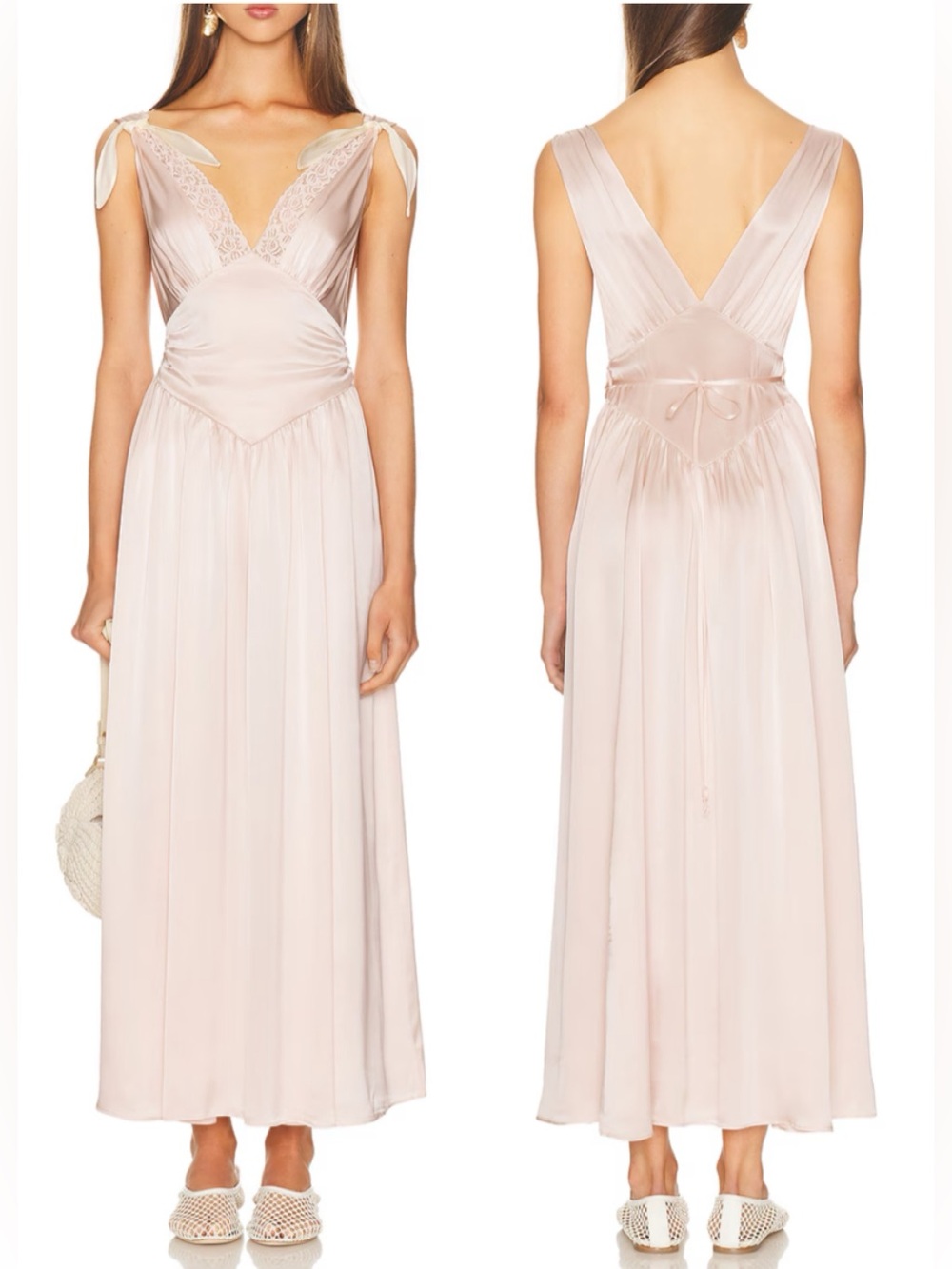 Helsa The Silk Celeste Midi Dress Blush Pink NWOT